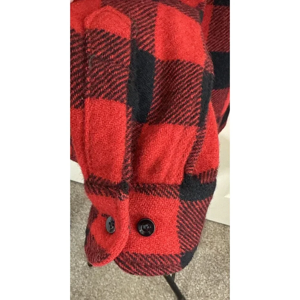 Vintage Men's PENNEY'S TOWNCRAFT Red Plaid Flannel Wool Shirt Sz 15.5 L 40 Chest